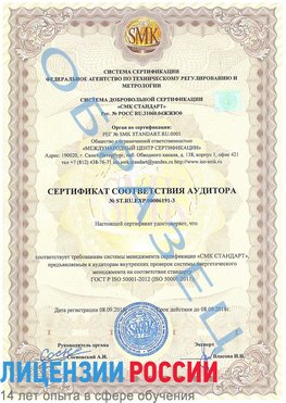 Образец сертификата соответствия аудитора №ST.RU.EXP.00006191-3 Семикаракорск Сертификат ISO 50001